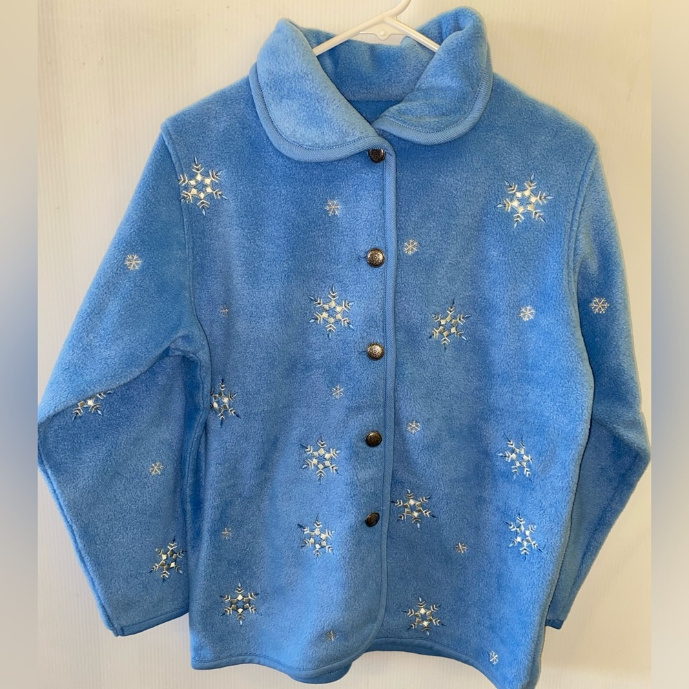 Holiday Snowflake button down sweater